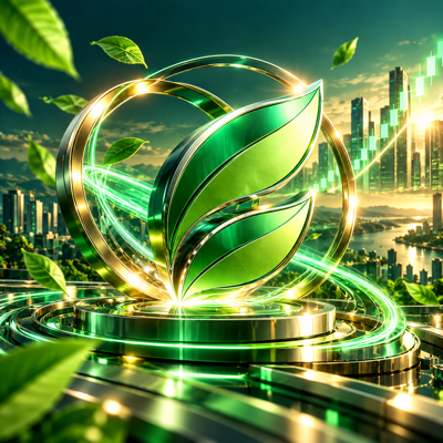 Abstract emerald Vezquorin leaf emblem